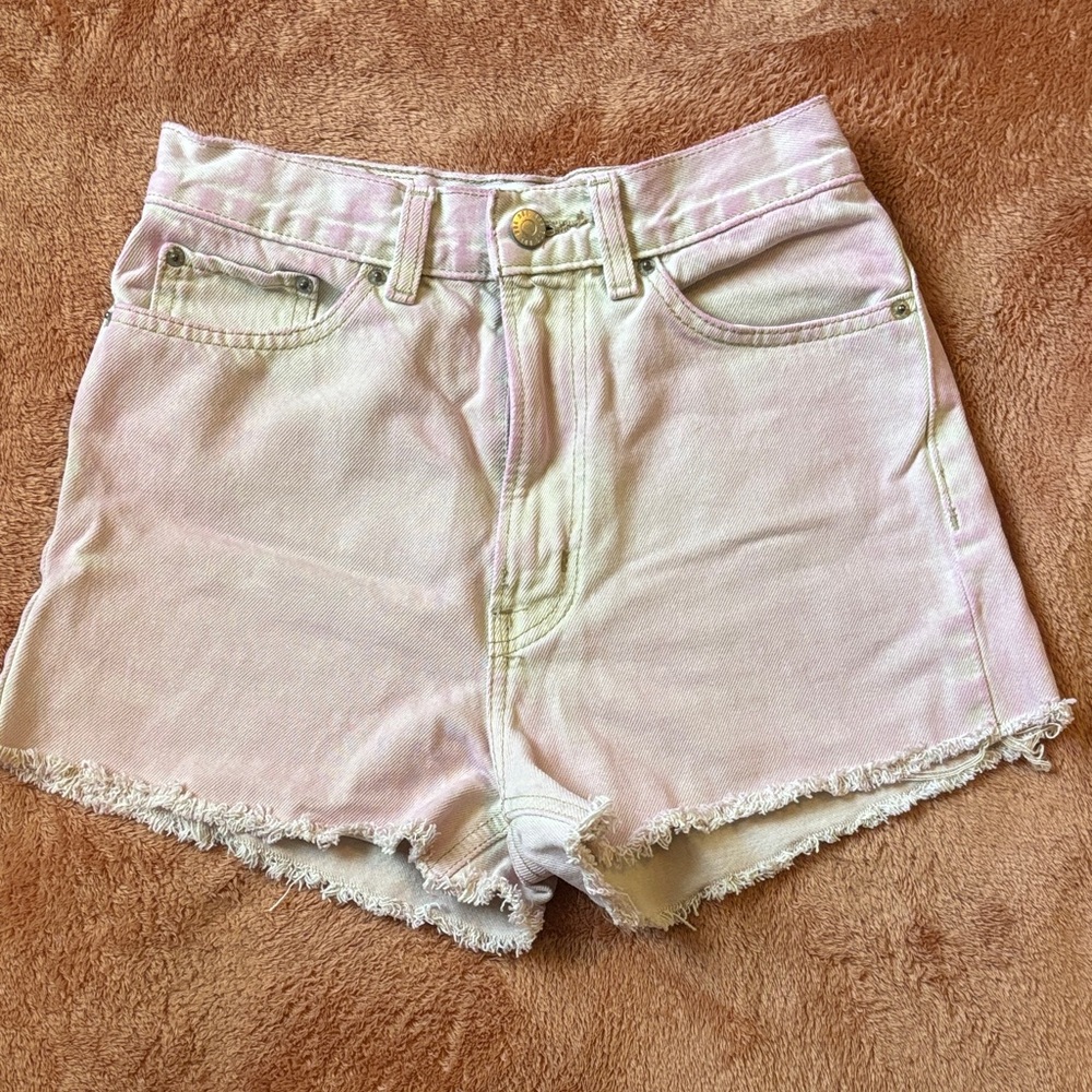 BDG Light Pink Frayed Hem Jean Shorts